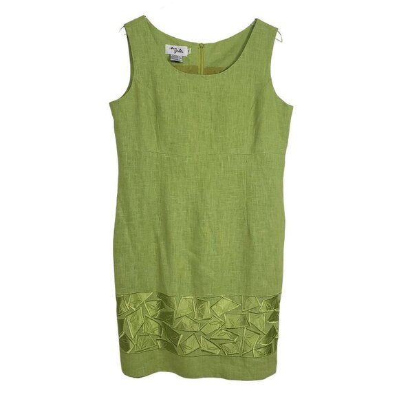 Ann Gerlin 100% Linen Dress Embroidered Floral Sleeveless Womens Size 14 - Picture 1 of 9